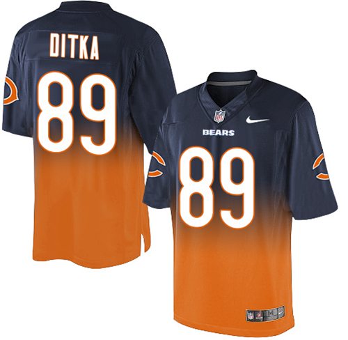 Nike Bears #89 Mike Ditka Navy Blue/Orange Men's Stitched NFL Elite Fadeaway Fashion Jersey